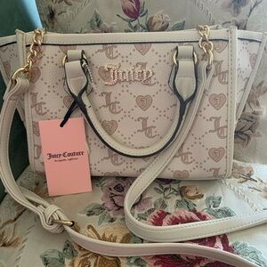 NWT Juicy Couture Cream and Gold Satchel with Dual Handles